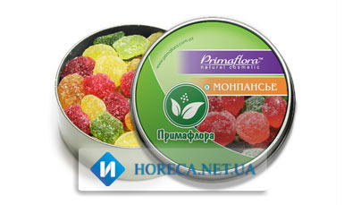 Рекламный набор конфет-драже монпансье с логотипом Primaflora natural cosmetic (прозрачный оракал)