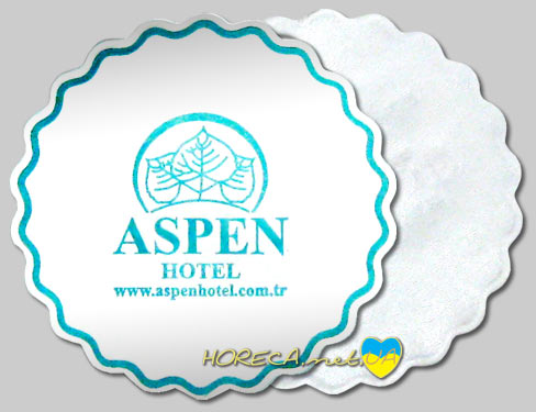 Брендированные салфетки с логотипом под чашку для отеля Aspen