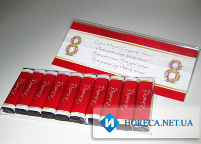 Подарочный шоколадный набор с логотипом Открытка на 10 на 8 Марта